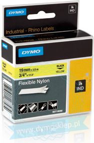 Dymo taśma nylon 19mm x 3.5m żółty do opisu kabli i przewodów (18491)
