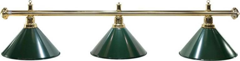 Lampa sufitowa Tournament Champion Lampa bilardowa Elegance 3 klosze zielone, złoty połysk