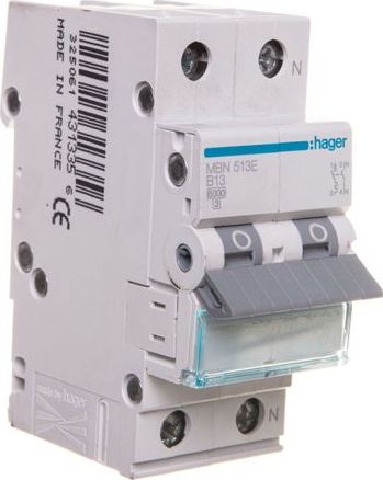 Hager Wyłącznik nadprądowy 1+N B 13A 6kA AC MBN513E