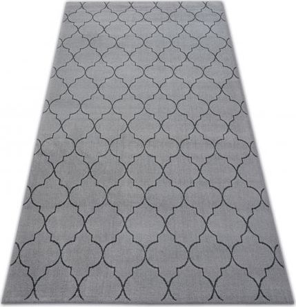 Dywany Łuszczów Dywan SENSE Micro 81220 KONICZYNA MAROKAŃSKA srebrny/antracyt TRELLIS, 200x290 cm