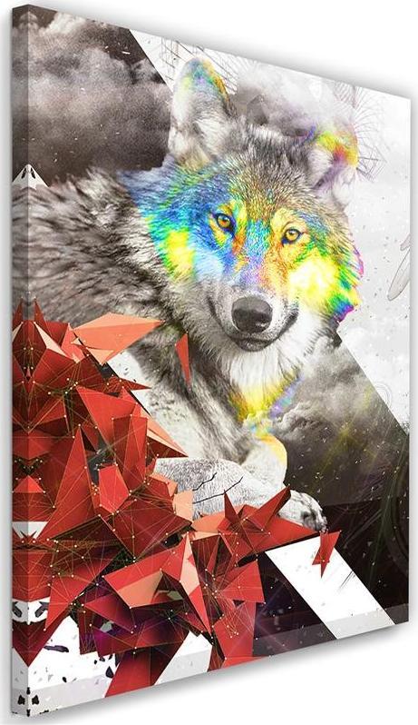 Feeby OBRAZ NA PŁÓTNIE Wilk Abstrakcja Kolorowy 40x60