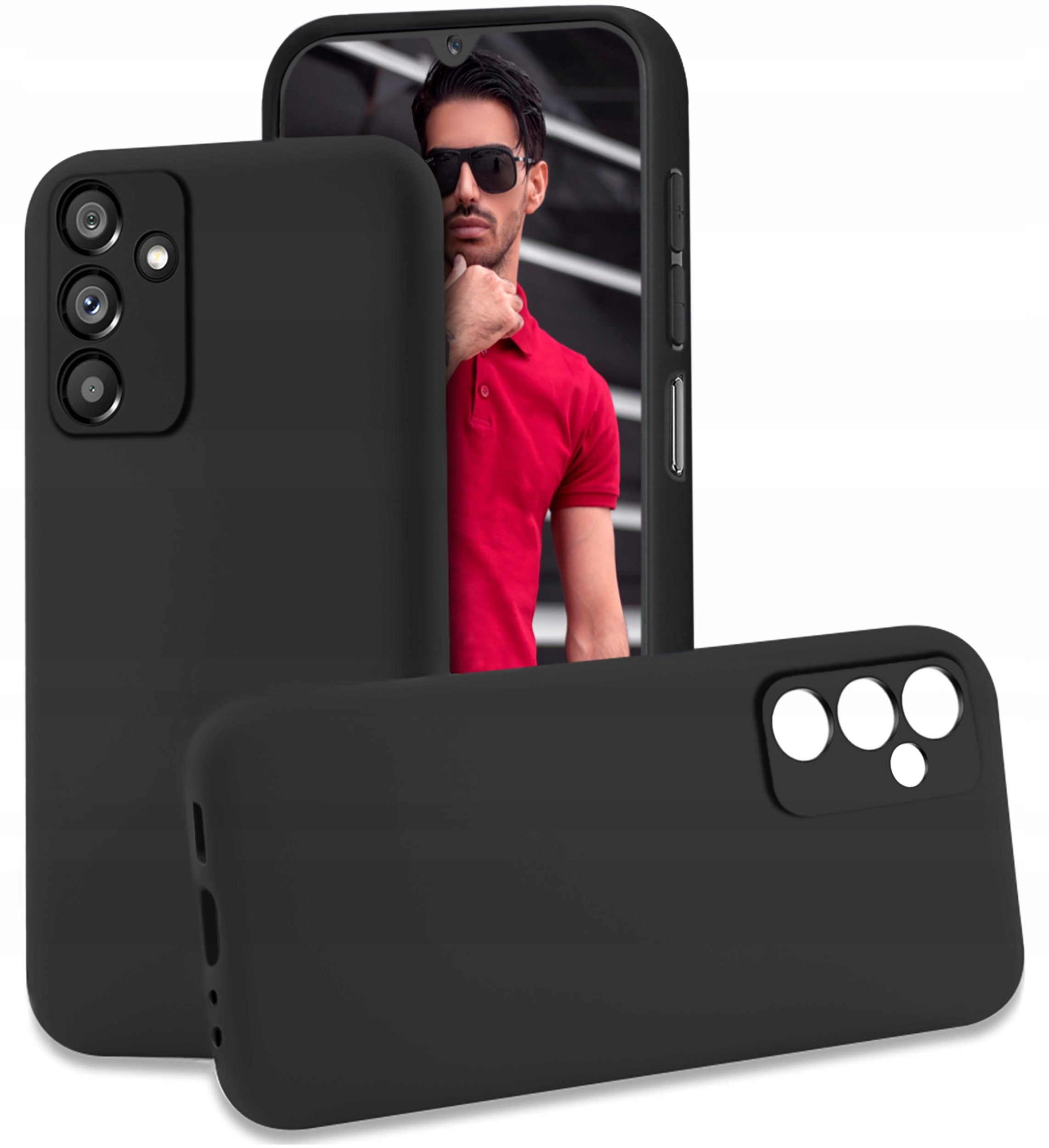 Etui Czarne Matowe Silikon Slim do Samsung A13 5G + SZKŁO 9H