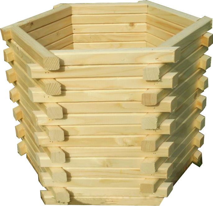 Elior Drewniana sześciokątna donica ogrodowa 15 kolorów - Vincento wzór, kolor: 5