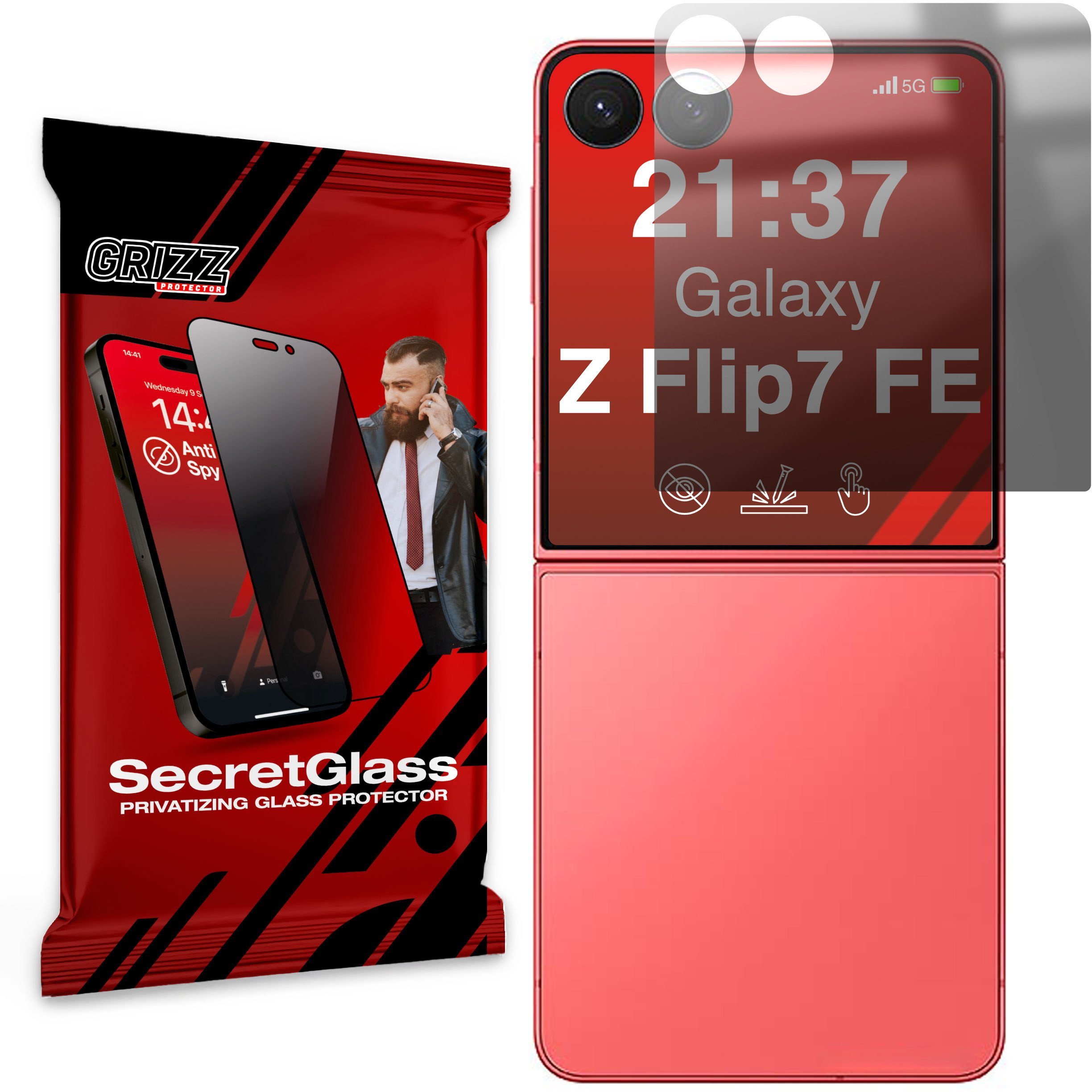 Matowe szkło prywatyzujące GrizzGlass SecretGlass do Samsung Galaxy Z Flip7 FE
