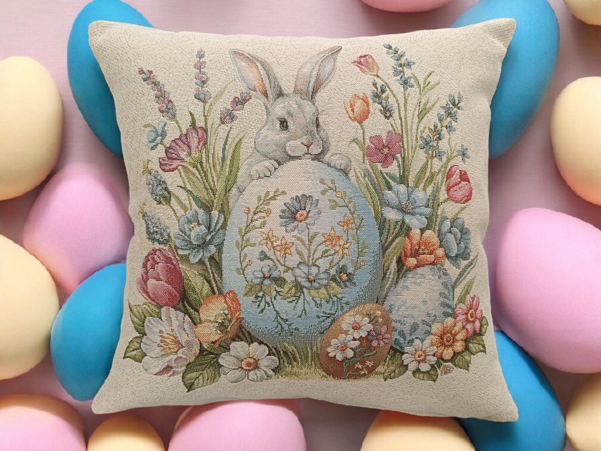 Poszewka dekoracyjna 45x45 cm Jajko z królikiem