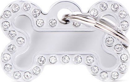 Zawieszka Adresówka Identyfikator z grawerem dla psa i kota mała srebrna kość glam