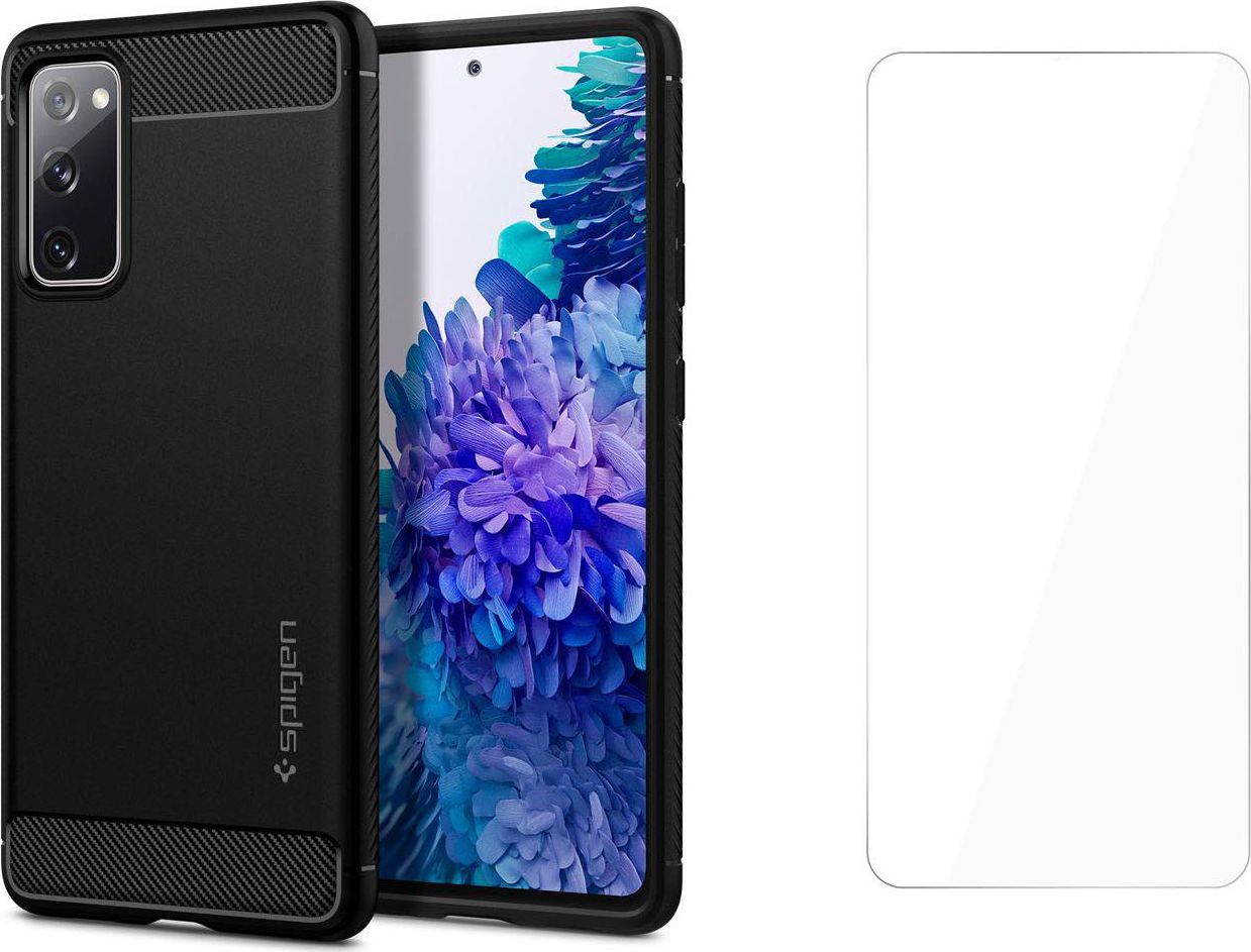 Braders Etui Spigen Rugged Armor + Szkło Hartowane do Galaxy S20 FE