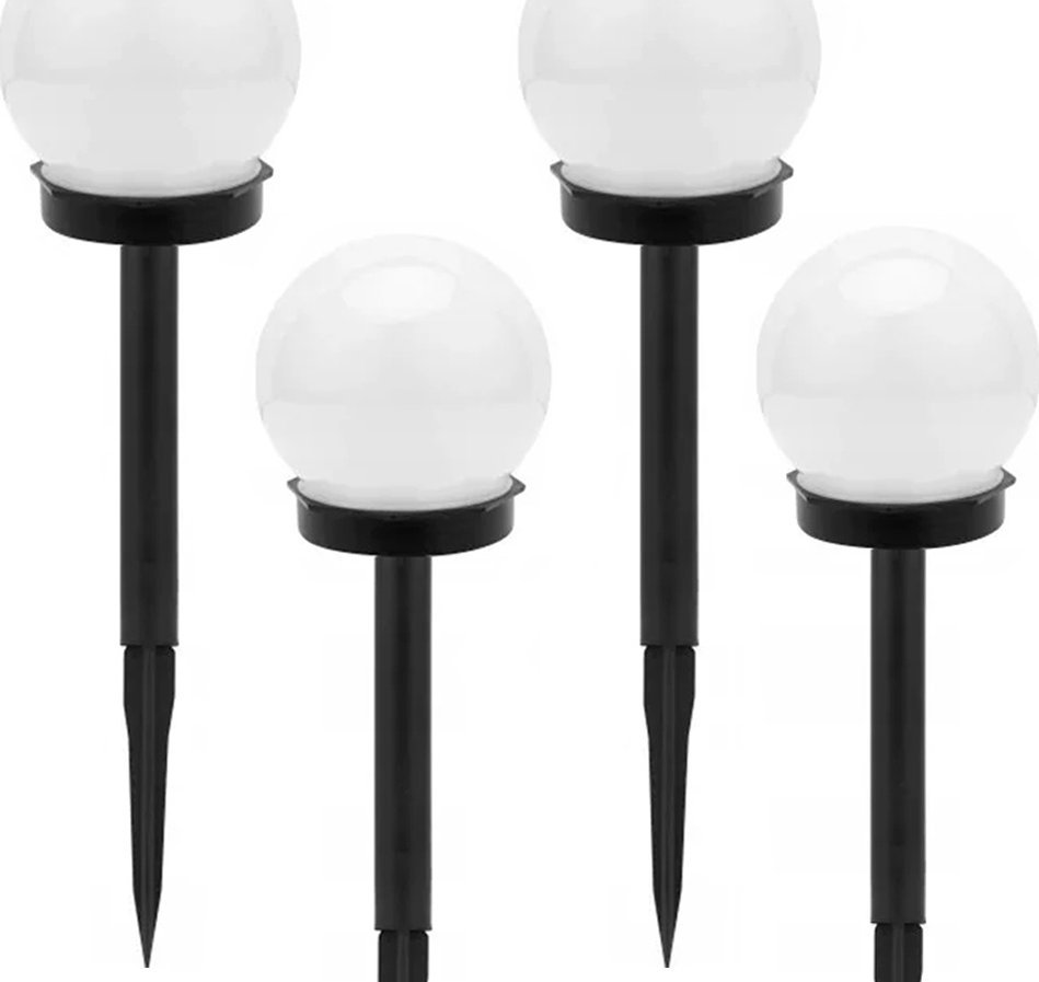 Verk 4x lampa solarna ogrodowa kula biała wbijana 10 cm 4x lampa solarna ogrodowa kula biała wbijana 10 cm