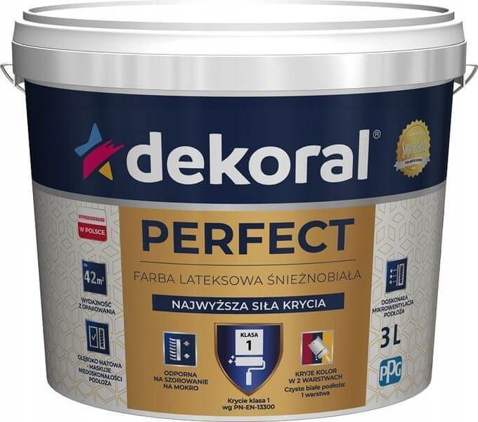 Dekoral Farba Lateksowa Perfect 3L Śnieżnobiała Dekoral