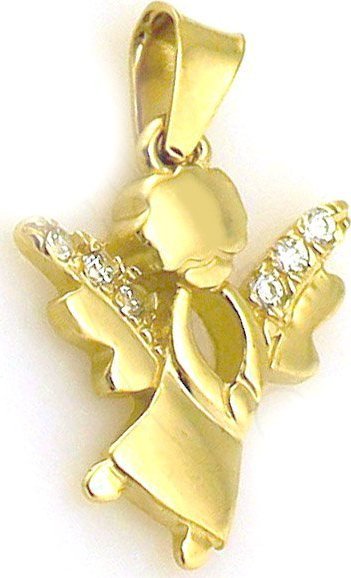 Lovrin Złota przywieszka 333 aniołek uroczy z cyrkoniami