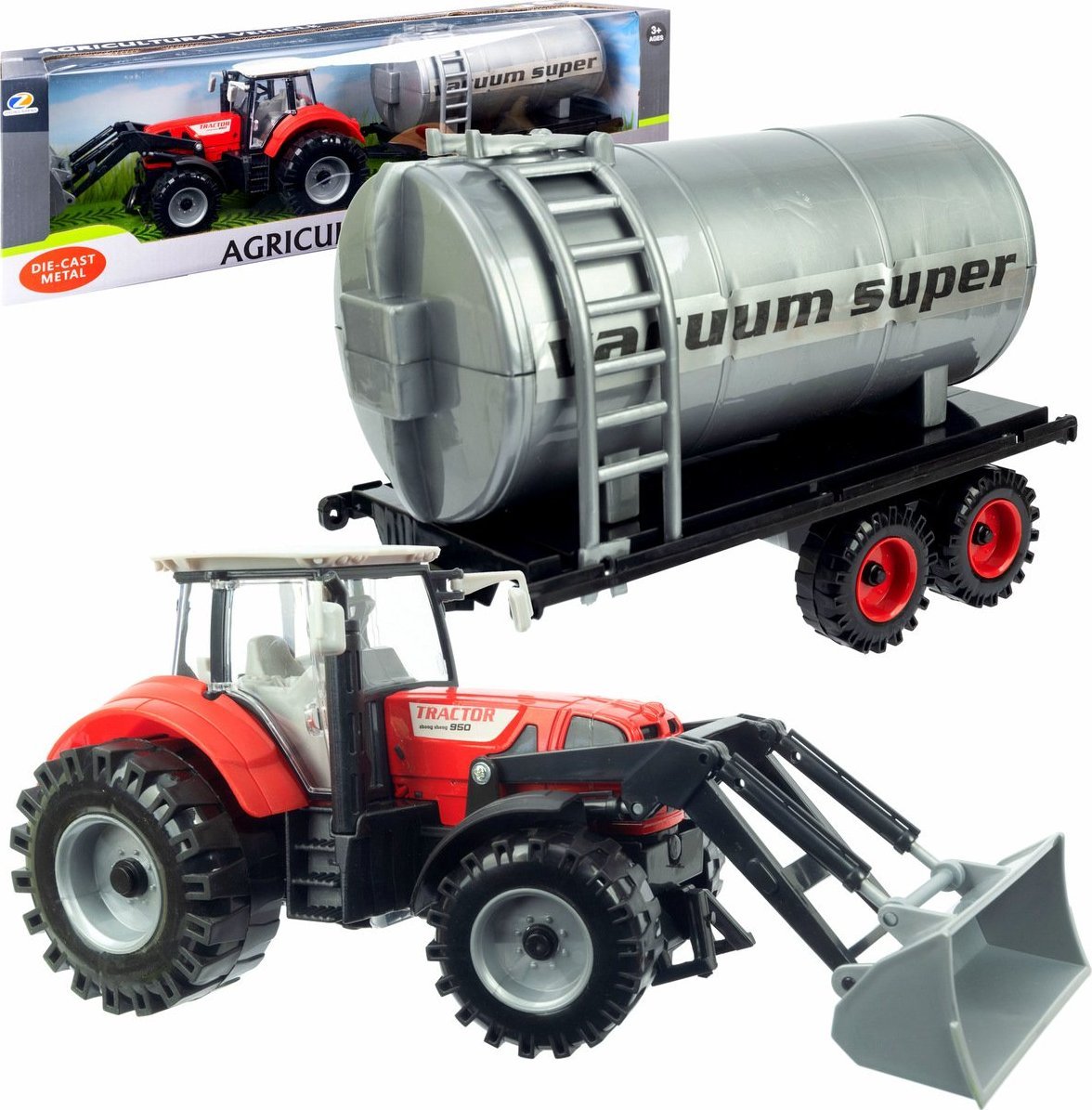 Duży Traktor z Przyczepą Ciągnik NAPĘD Ruchome elementy