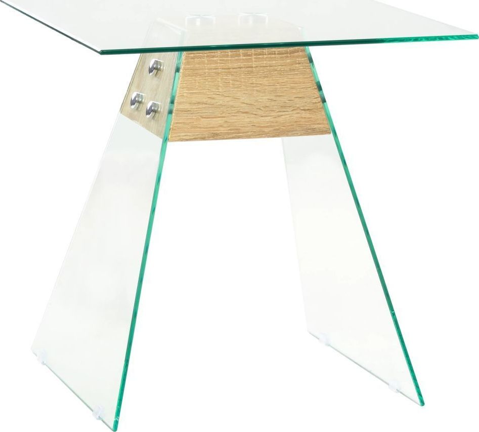 vidaXL Stolik boczny z płyty MDF i szkła, 45 x 45 x 45 cm, kolor dębu