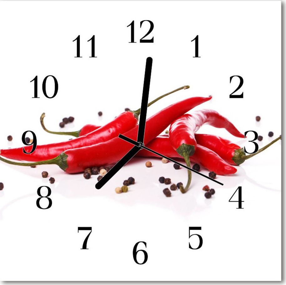 Tulup Zegar szklany ścienny Cichy Papryczka chilli 30x30 71217844