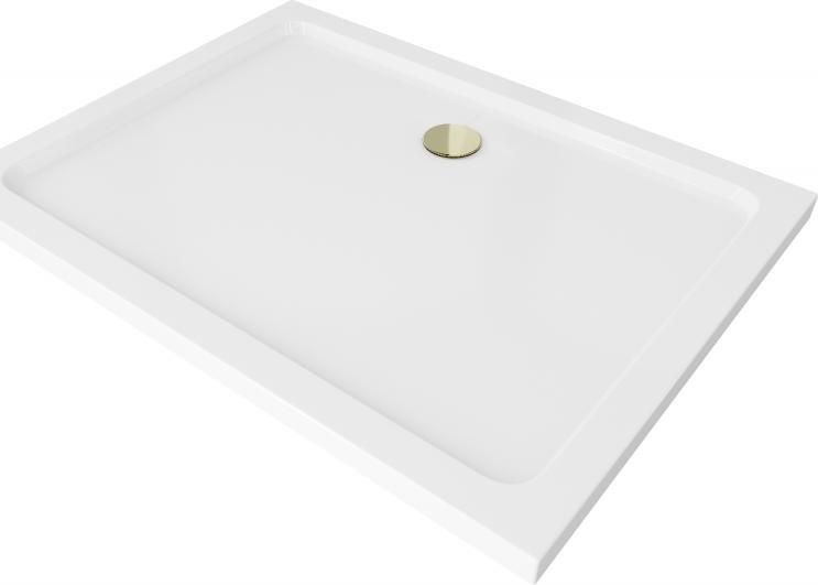 Brodzik Mexen Mexen Flat brodzik prostokątny slim 110 x 100 cm, biały, syfon złoty - 40101011G