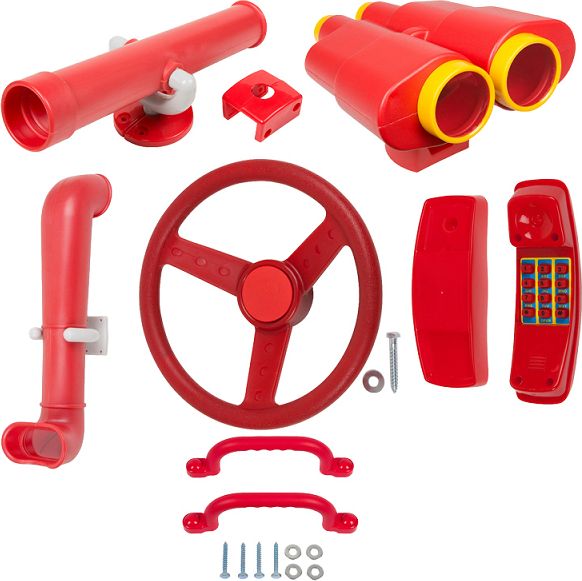 Just Fun ZESTAW 6w1 - kierownica, peryskop, teleskop, lornetka, telefon, zestaw rączek 240x75 CZERWONY