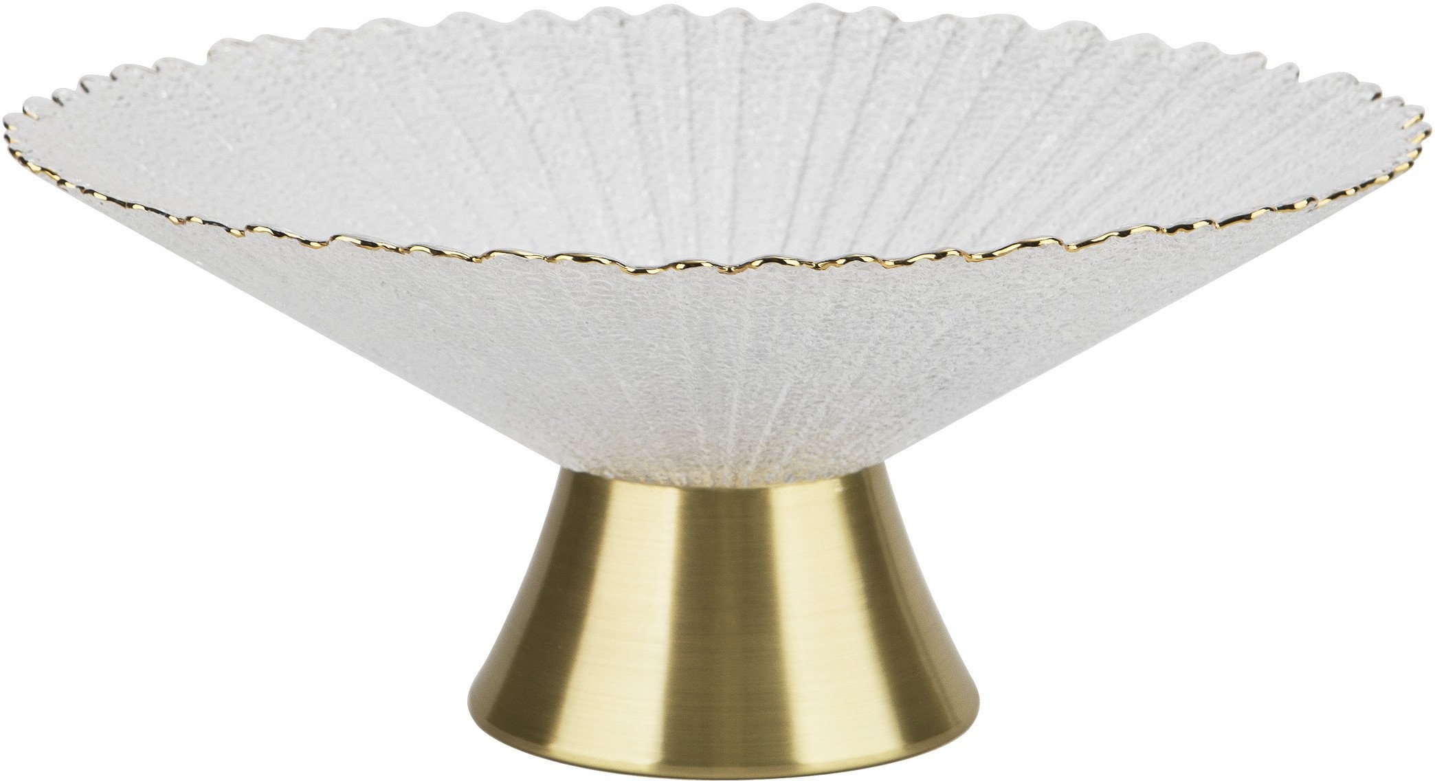 Patera szklana dekoracyjna ze złotą stopką 162398