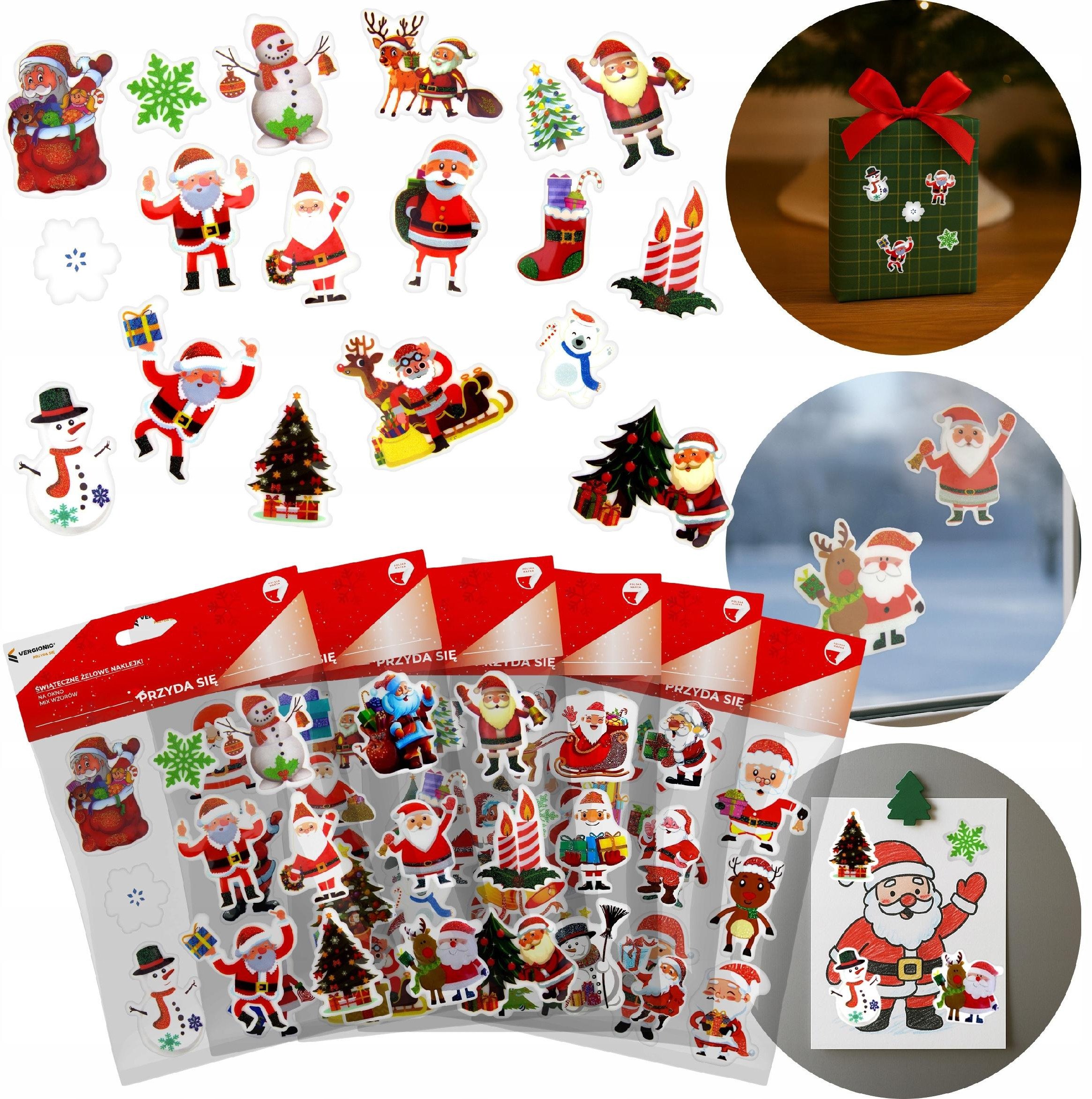 Świąteczne żelowe naklejki na okno mix VERGIONIC