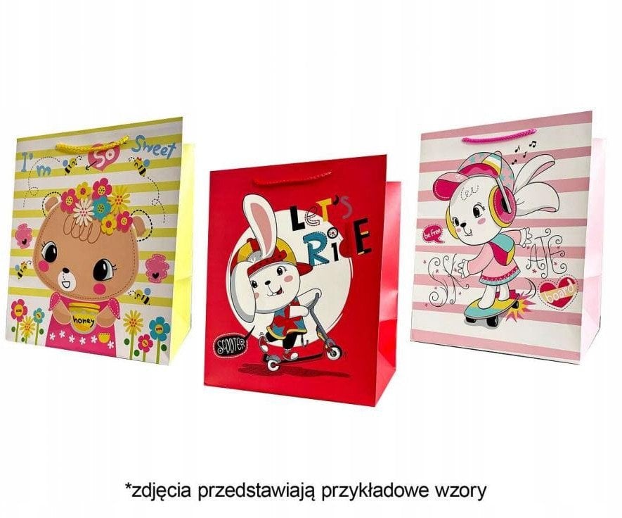 JU-PITER Torebka ozdobna prezentowa 4wz 26x32x25cm JP 4645L szerokie dno mix cena za 1 szt