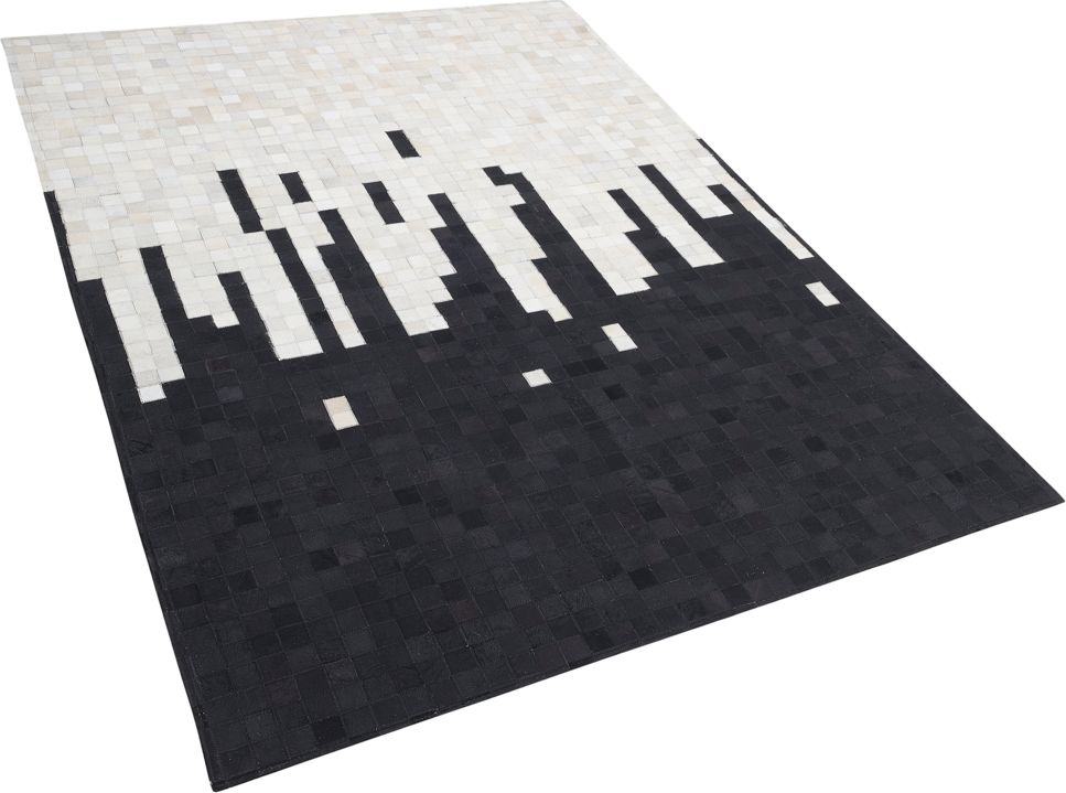 Beliani Dywan skórzany 160 x 230 cm czarno-biały BOLU