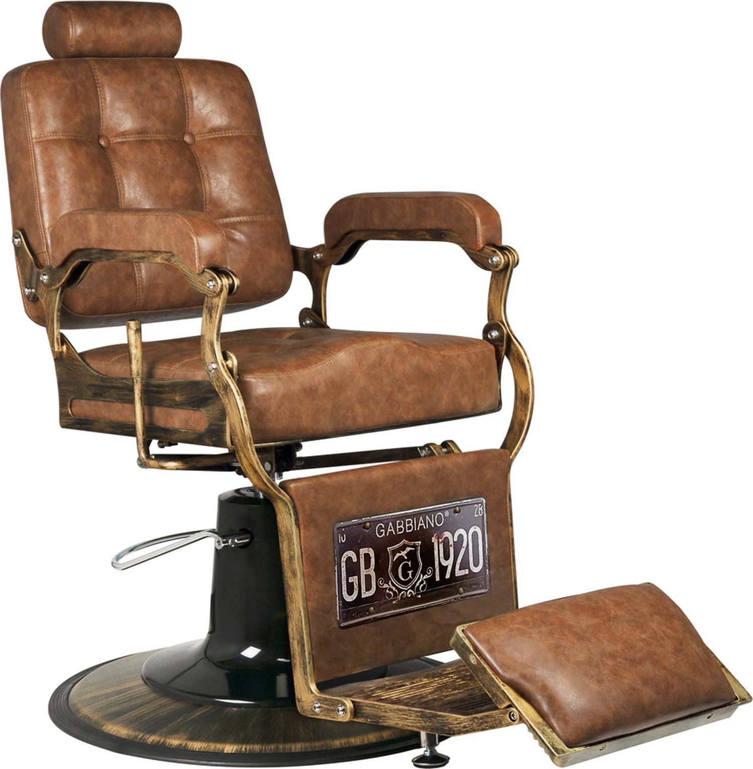 Activeshop Gabbiano fotel barberski Boss Old Leather jasnobrązowy