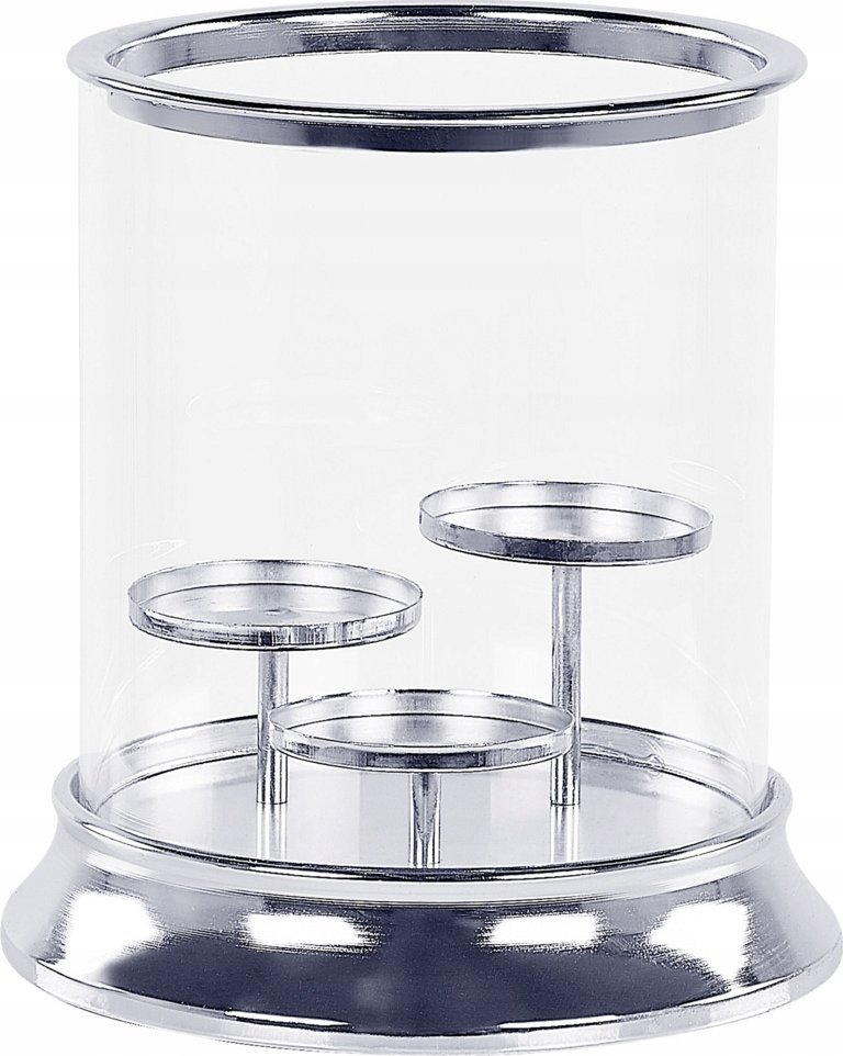 Świecznik szklany 24 cm srebrny CILEGON!