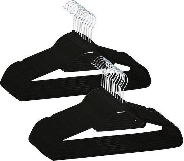 Springos Wieszak welurowy na ubrania 20 szt. czarny UNIWERSALNY