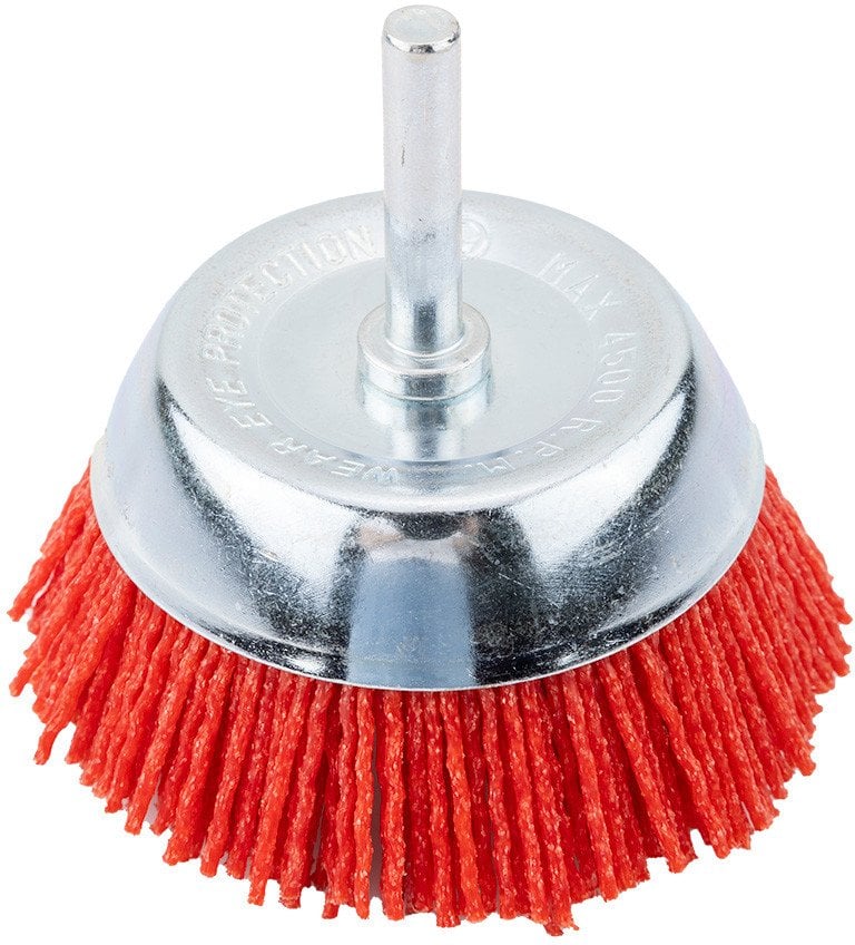 Szczotka nylonowa doczołowa 75 mm, z trzpieniem 6 mm