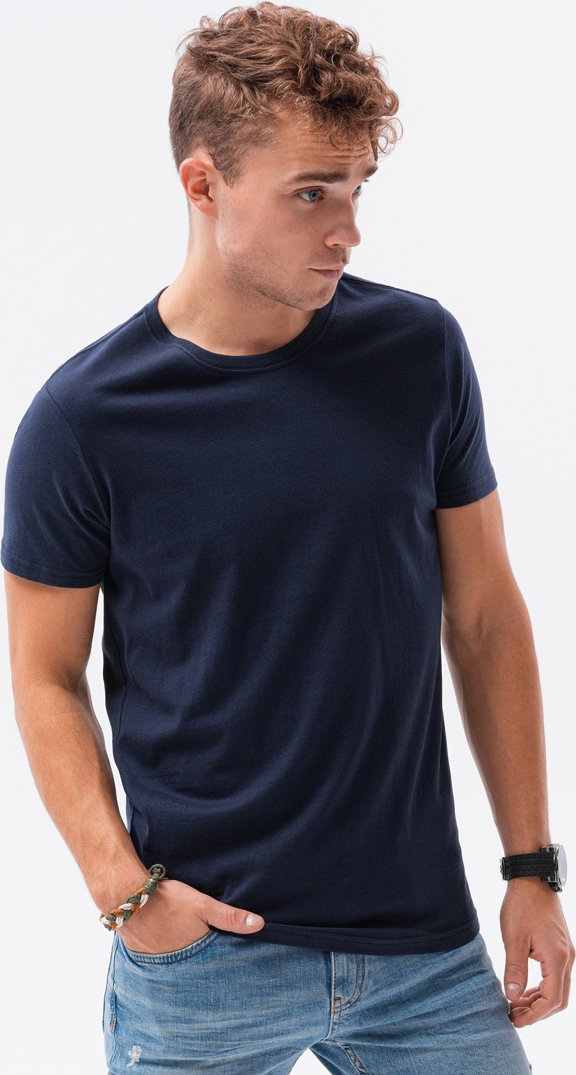 Ombre T-shirt męski bawełniany BASIC - granatowy V2 S1370 4XL