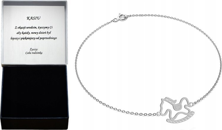 Radziszewska Jewellery Srebrna Bransoletka KOŃ NA BIEGUNACH DEDYKACJA