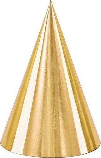 Czapeczki ZŁOTE BŁYSZCZĄ na URODZINY Imprezowe 6sz