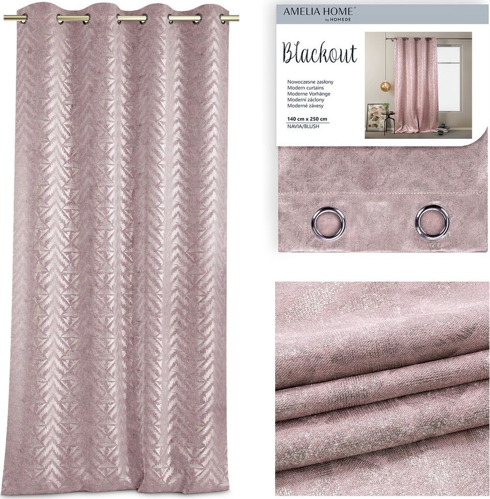 AmeliaHome AMELIAHOME ZASŁONA BLACKOUT NAVIA BLUSH 140x250