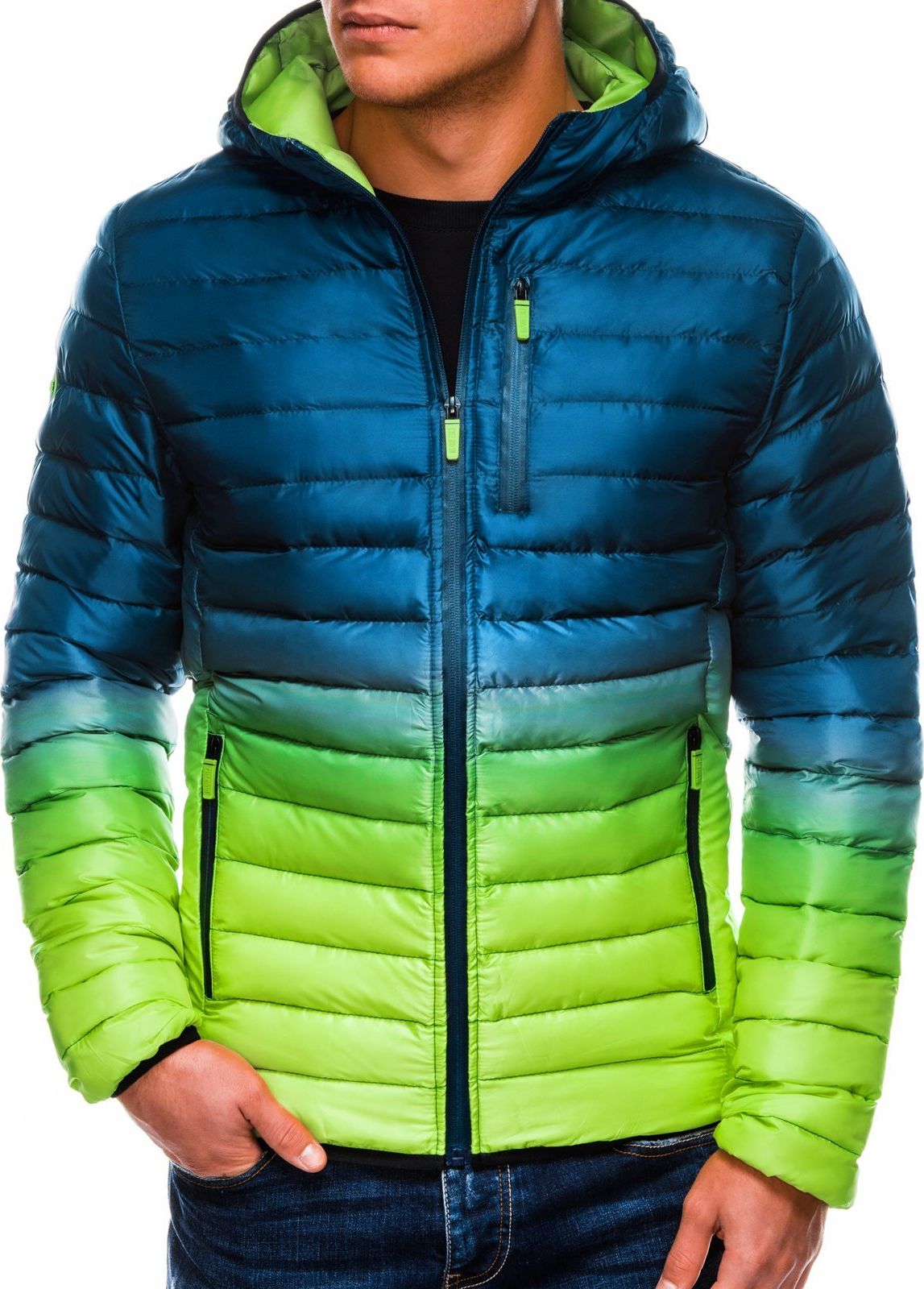 Kurtka męska Ombre C319 niebiesko-zielona r. M