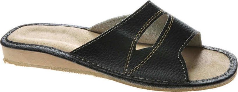 Pantofelek24 Klapki damskie skórzane CZARNE /F6-1 4826 S172/ 36