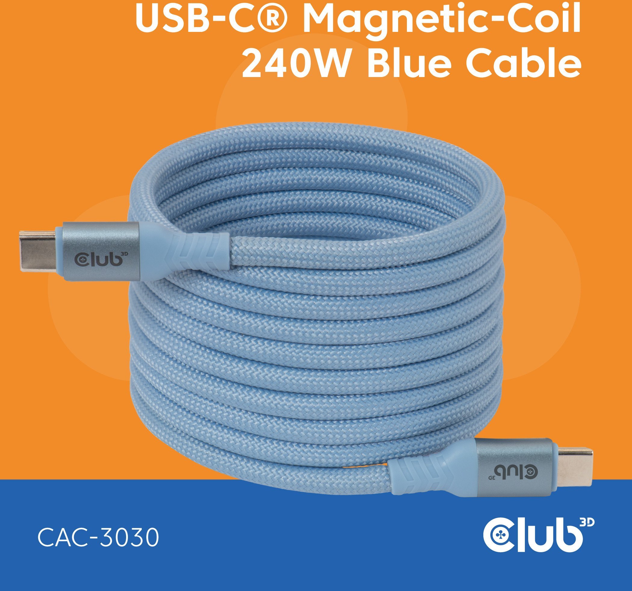 Kabel USB Club 3D USB-C - USB-C 2 m Niebieski (CAC-3030)