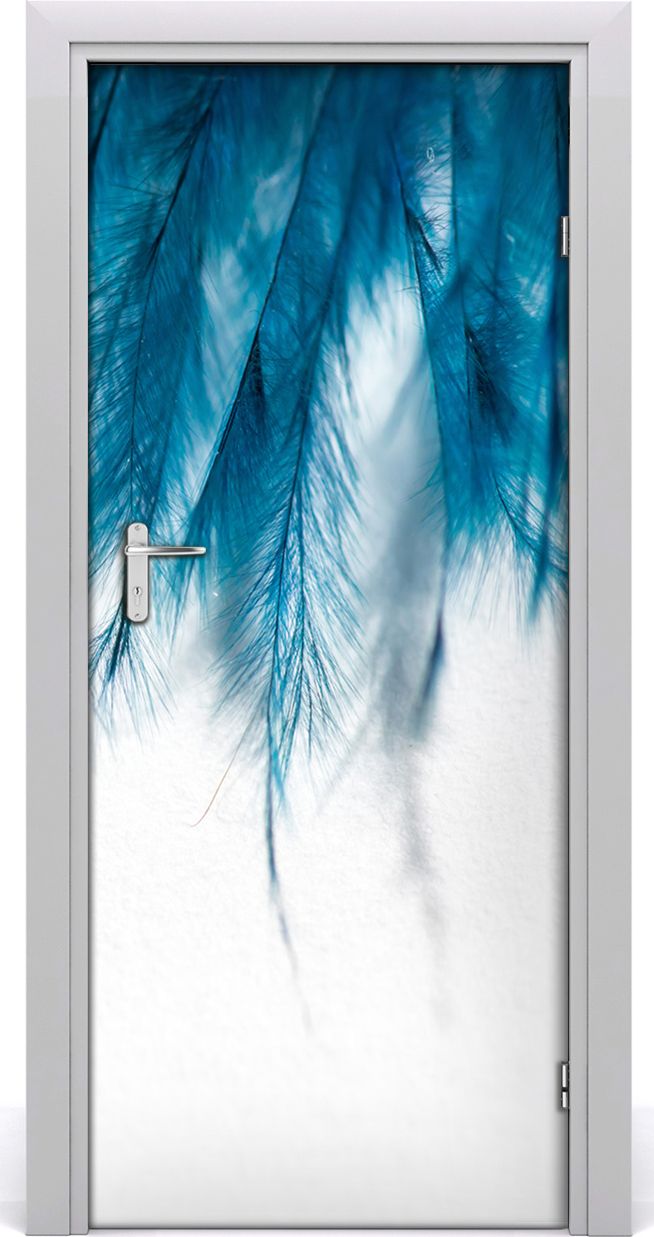 Tulup Fototapeta samoprzylepna na drzwi 85 x 205 cm niebieskie pióra