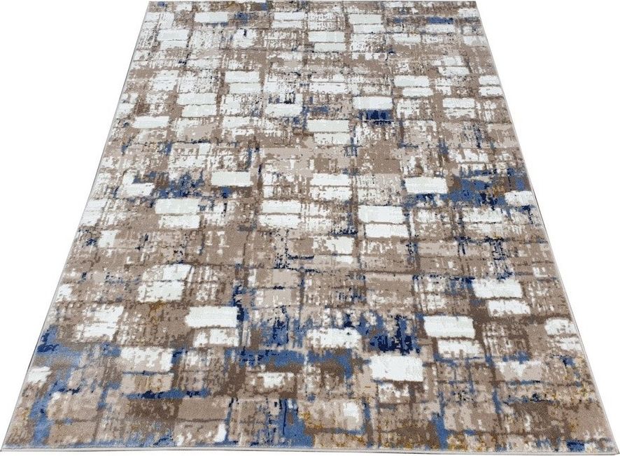 Turkiye Weavers Dywan nowoczesny do salonu CEGIEŁKI Beżowo Niebieski 070 TEKSAS 200x290 cm