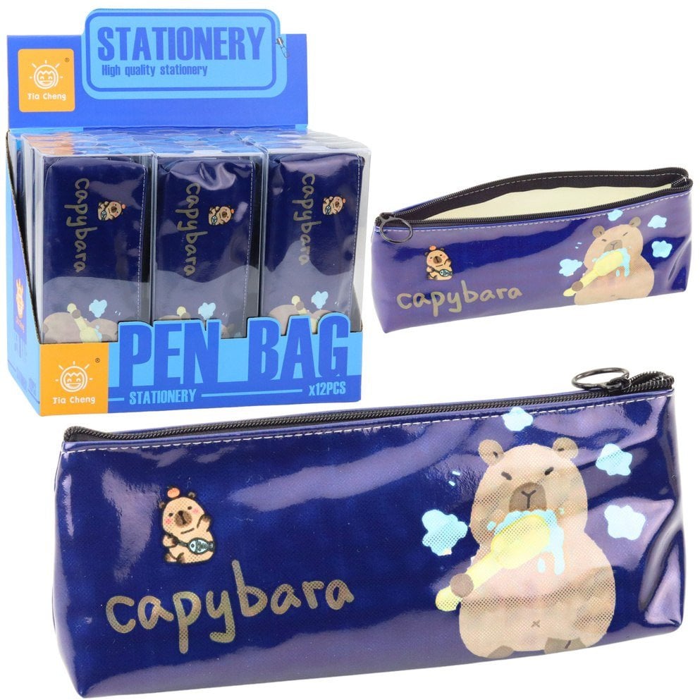 Piórnik Szkolny Przybornik Kapibara Myjąca Zęby Granatowy 20 x 8,5 x 4 cm LEAN