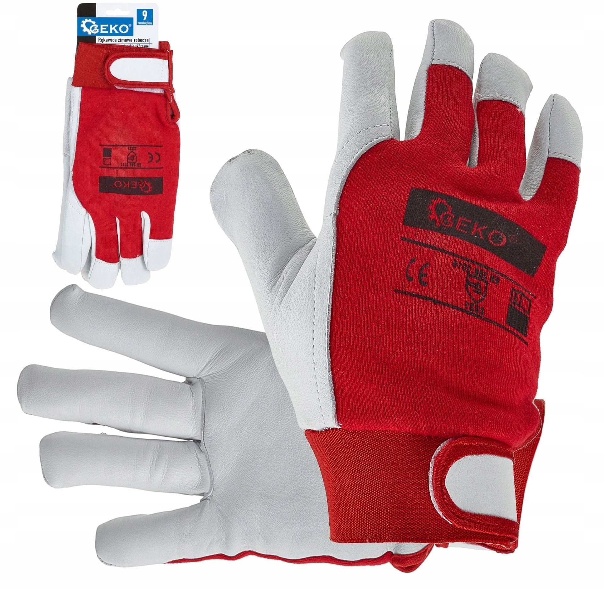 Rękawice zimowe robocze monterskie skórzane Kozia skóra - rzep r.9 (12/48)