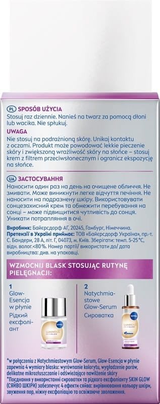 NIVEA Luminous Even Glow Liquid Refiner Serum peelingujące 100 ml