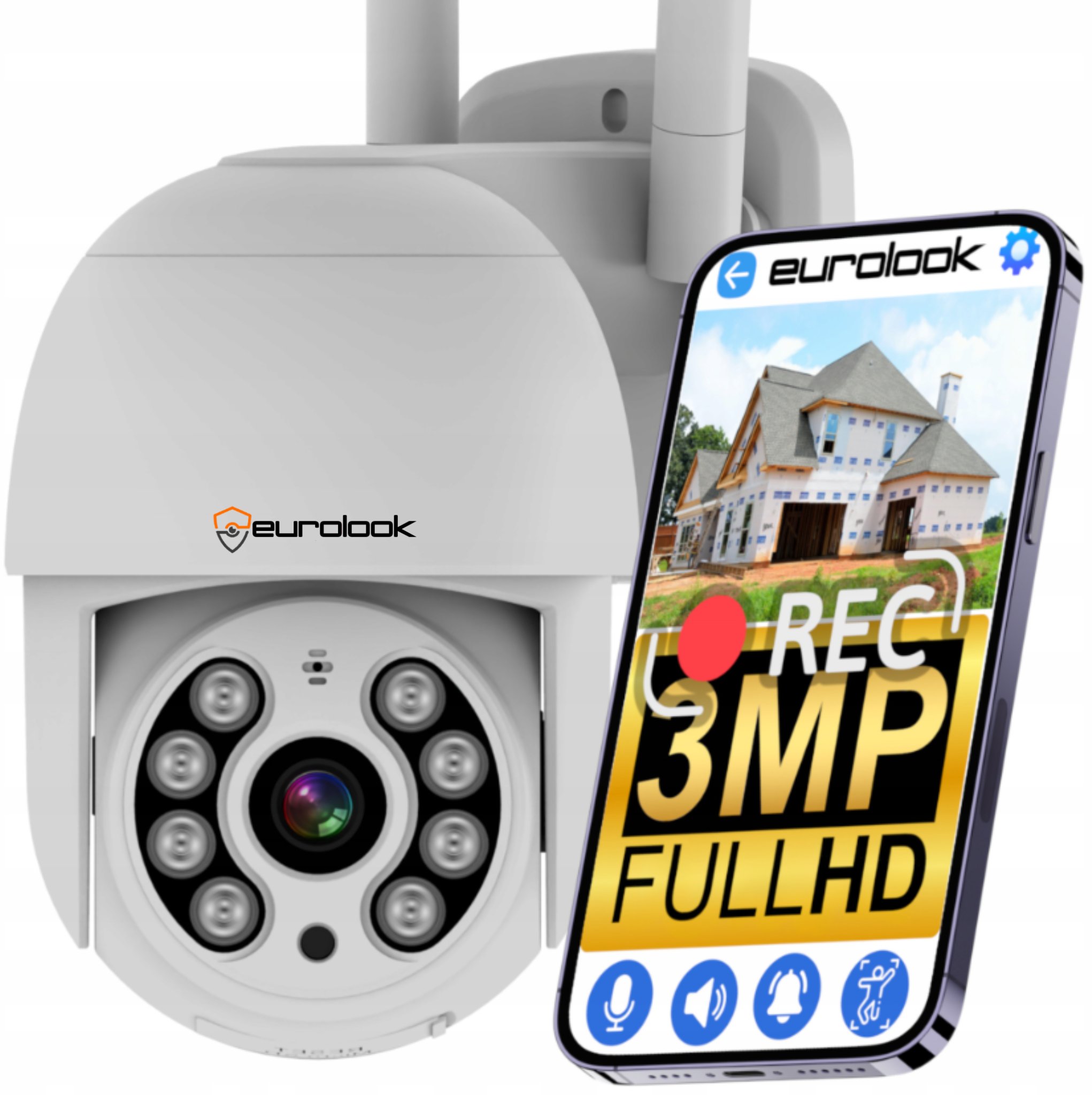 Zewnętrzna Kamera WiFi Obrotowa 3MPX FullHD MONITORING AUDIO ZOOM DETEKCJA