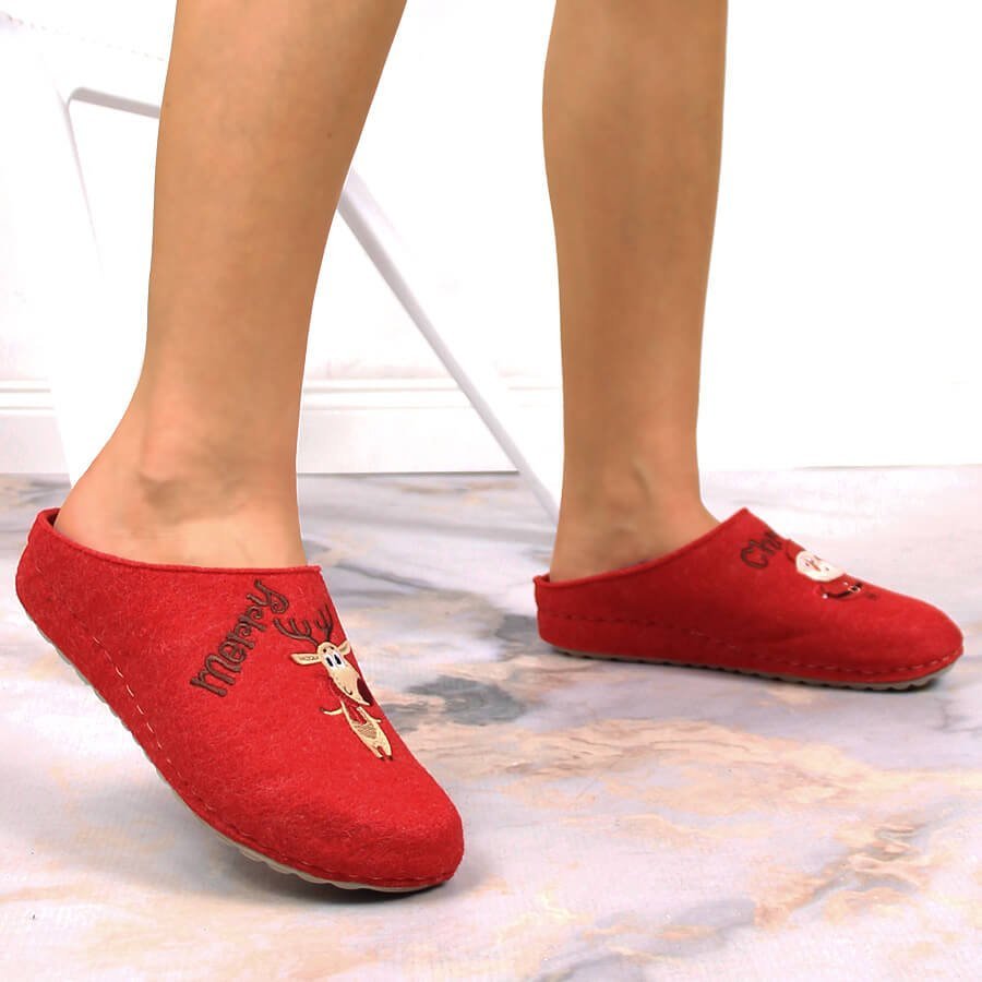 Panto Fino Kapcie damskie komfortowe z reniferem i bałwanem Panto Fino KK267037 41