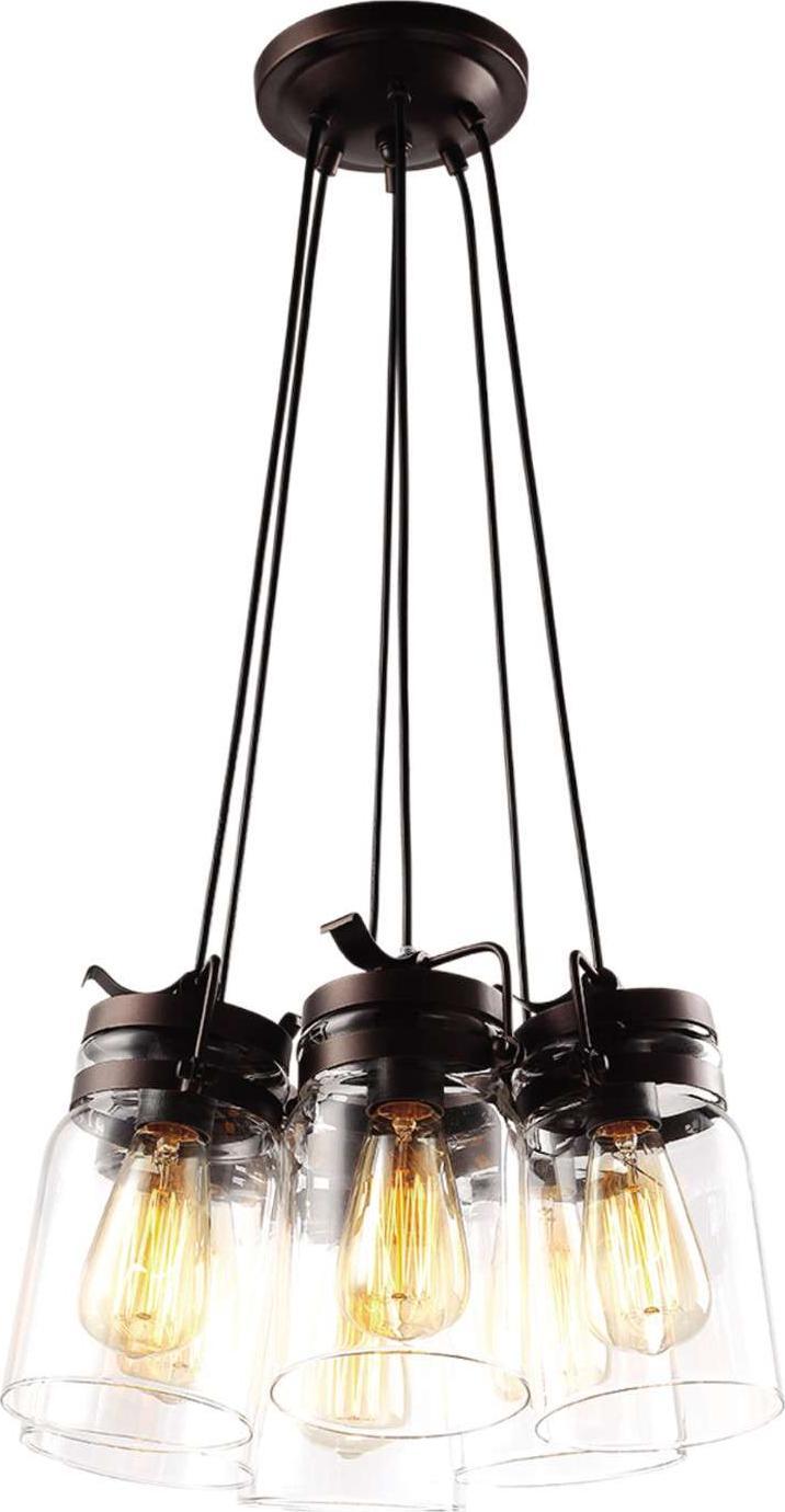 Lampa wisząca Kaja Wisząca LAMPA skandynawska K-8004-6 Kaja loftowa OPRAWA szklany ZWIS kaskada przezroczysta brązowa