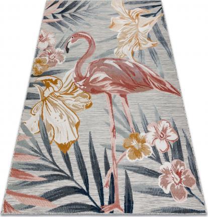 Dywany Łuszczów Dywan Strukturalny BOTANIC 65263 Flaming, kwiaty płasko tkany, na balkon, taras - szary, 196x290 cm