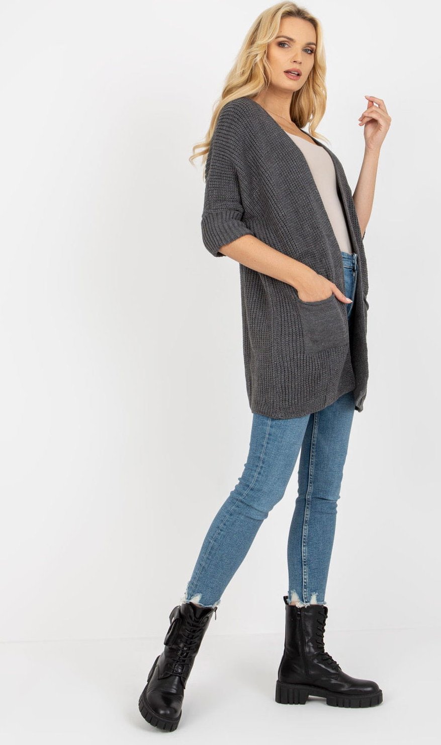 RUE PARIS Kardigan Model LO-SW-LK-3002.98P Dark Grey