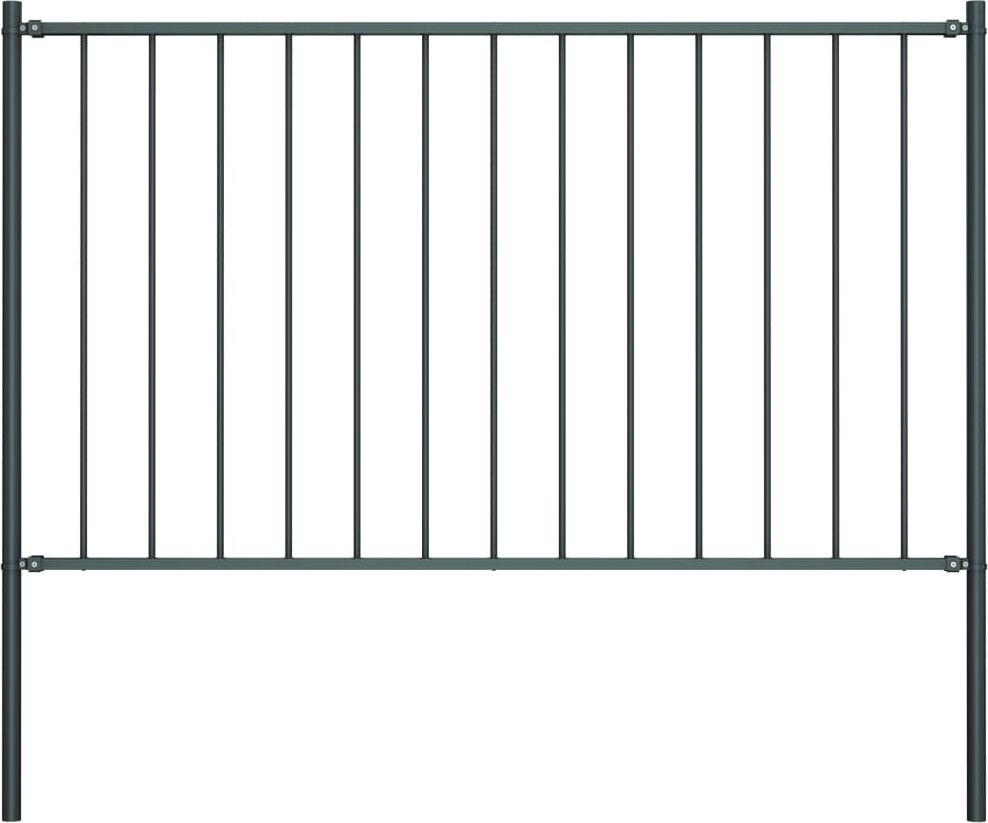 vidaXL Panel ogrodzeniowy ze słupkami, kryta proszkowo stal, 1,7x1,25m