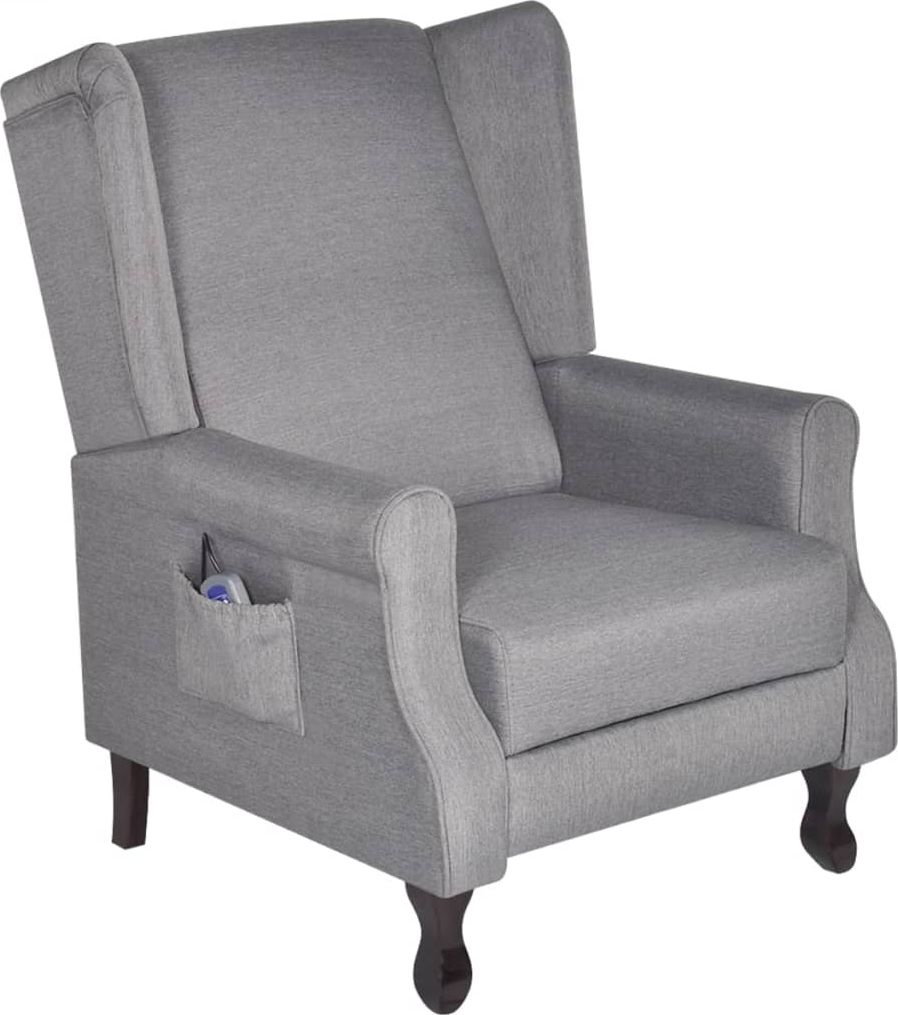 vidaXL Fotel masujący, szary, tkanina