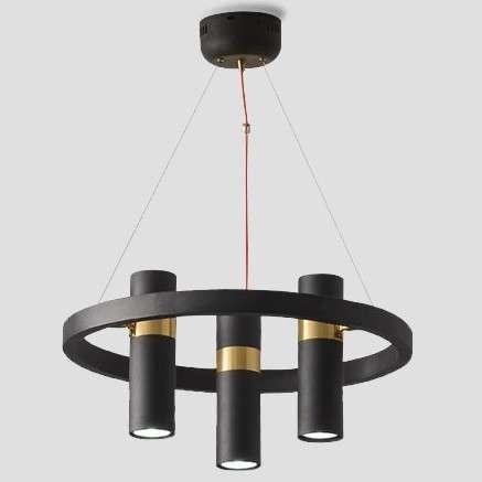 Lampa wisząca Copel Wisząca LAMPA modernistyczna CGTORING3 COPEL metalowa OPRAWA okrągła ZWIS tuby regulowane czarne mosiądz