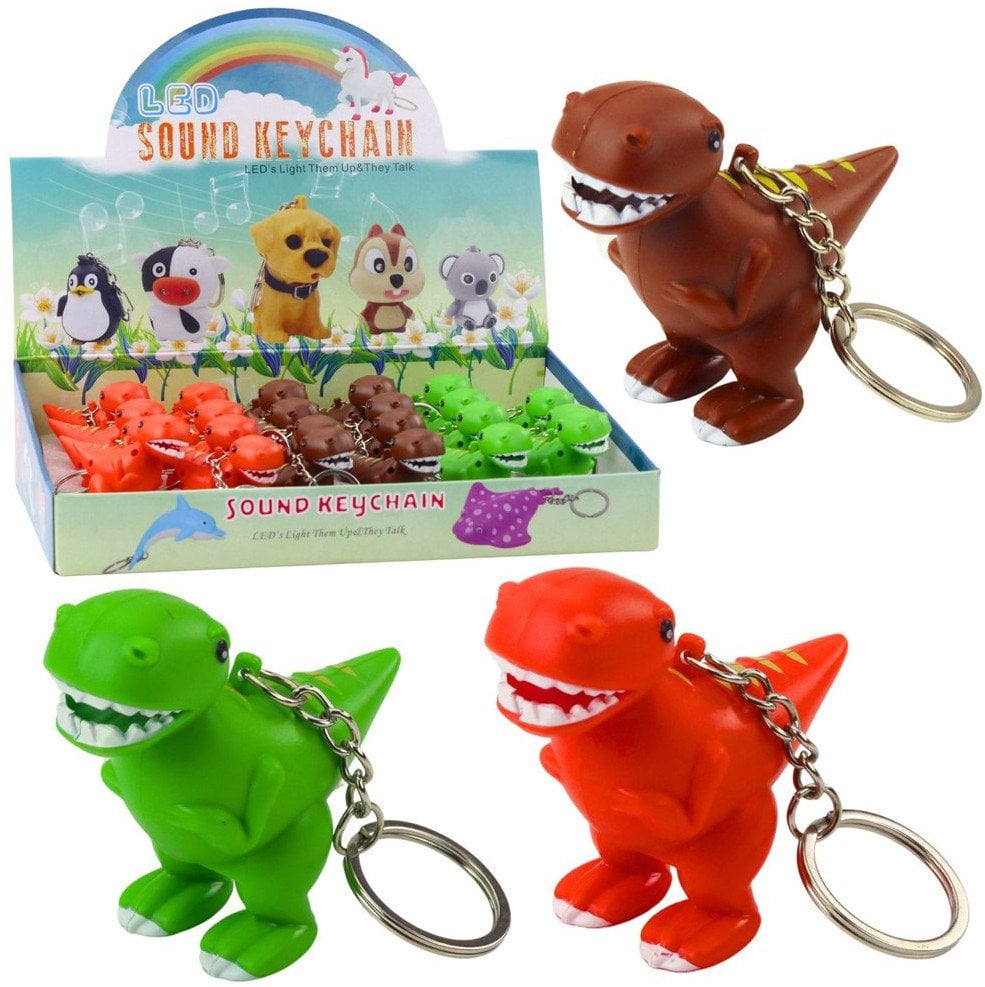 Brelok Do Kluczy Plecaka Dinozaur Latarka LED Dźwięki Mix Kolor