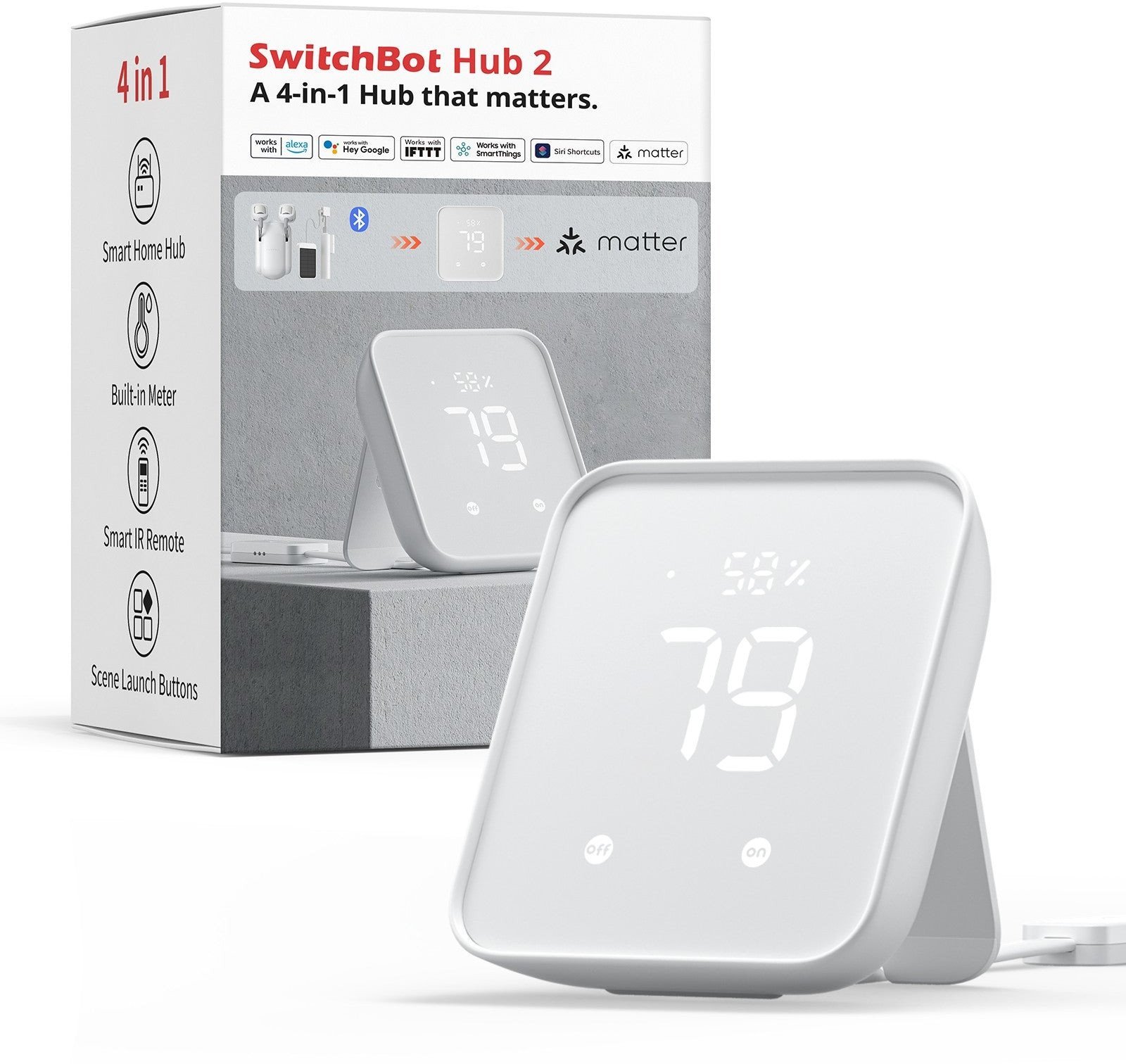 SwitchBot HUB 2 inteligentny dom - nadajnik Bezprzewodowy Do zawieszenia na ścianę Podczerwień