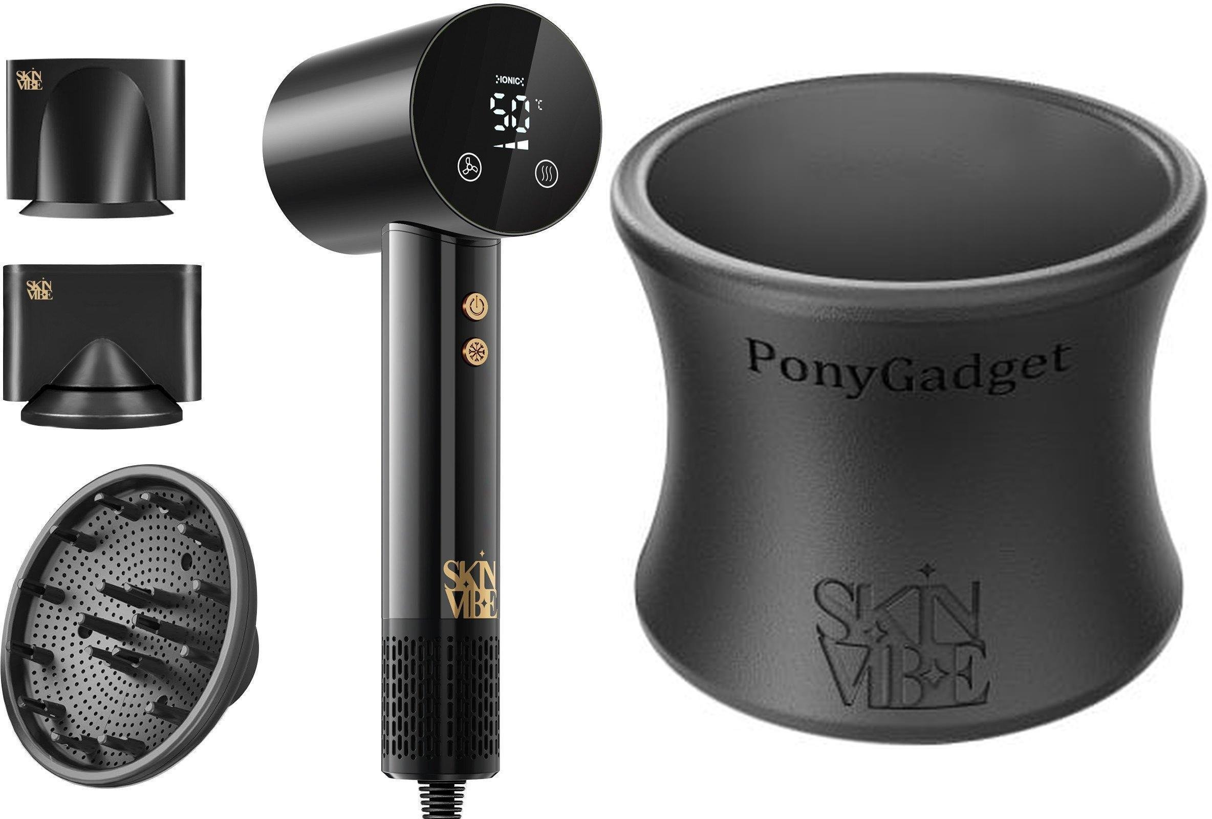 Suszarka SkinVibe SkinVibe Libra AirLoom (SV-002BK) + SkinVibe PonyGadget - Guma do włosów, czarna (SV-004BK)